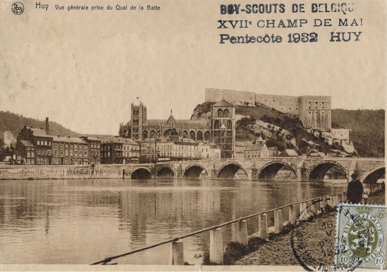 Huy, 1932 - Vue de la citadelle depuis le quai de la Batte