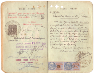 Leopoldville, 1940 - Passeport de Victor de Caluwé - Consulat France et Italie