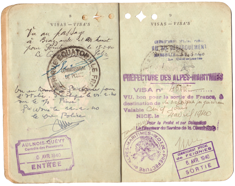 Leopoldville, 1940 - Passeport de Victor de Caluwé - Pointe Noire