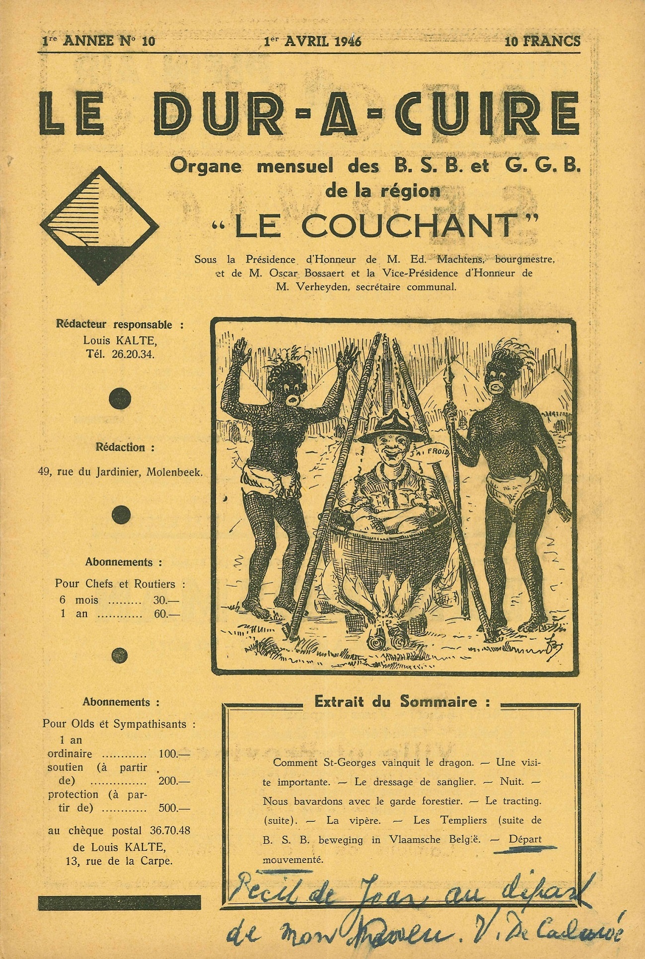 Mensuel - Le Dur-a-Cuir - des scouts BSB - avril 1946