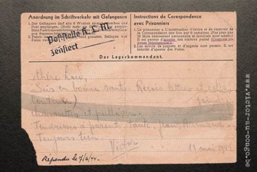 Mauthausen, 1944 - Postkarte Lager Mauthausen - 13.05.1944 - Verso